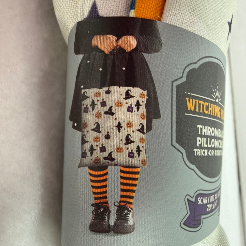 Witching Hour Pillowcase Trick or Treat Bag Halloween Pumpkin Scary Big XL 20x14
